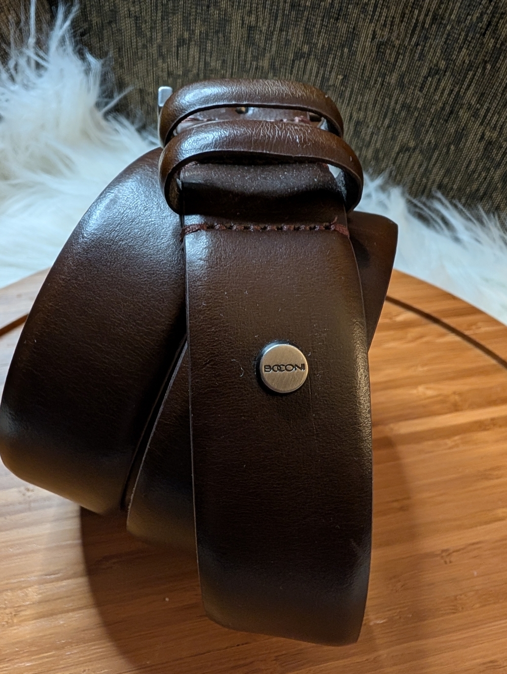 Boconi Men's Dark Brown Leather Belt